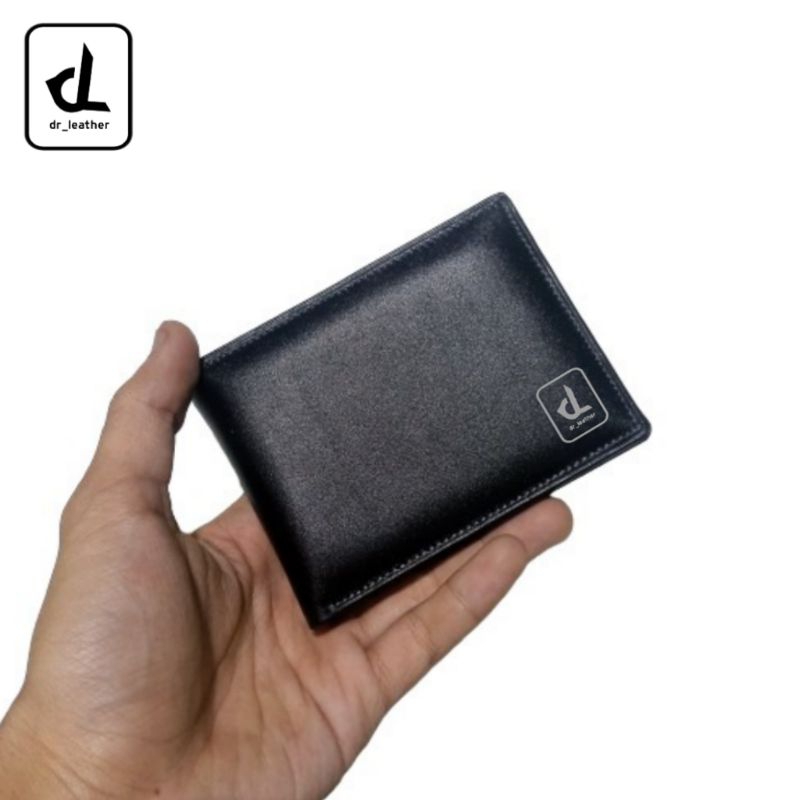 Dompet Lipat Mini Pria Pendek DR_Leather Model Simple Slim Asli Kulit Sapi - Ukuran Mini - Uang,