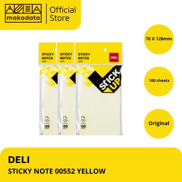 

DELI STICKY NOTE 00552 YELLOW / MEMO STICK 76 X 126 00552 YELLOW (1 PCS)