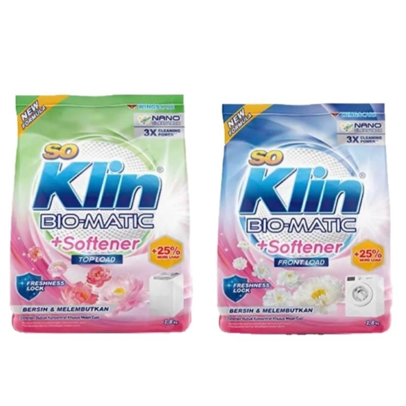 (Misha) So Klin Bio-Matic Deterjen Bubuk + Pelembut Pakaian Mesin Cuci Bukaan Depan