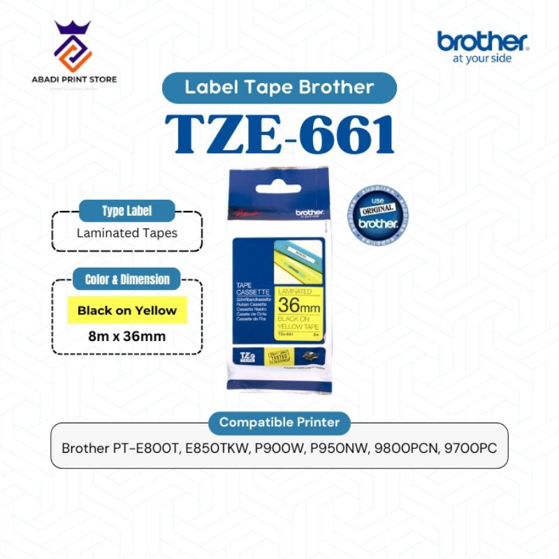 

Label Tape Brother TZE-661 36mm Black On Yellow