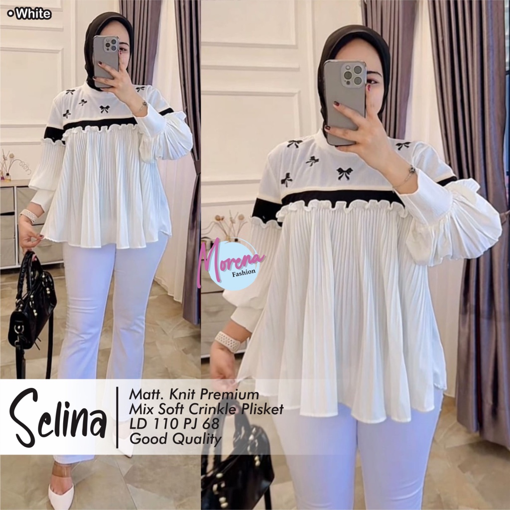 SELINA SELVIA RAFINA PAMELA VERISA LEAFY BLOUSE RAJUT IMPORT MOTIF DAUN LD 106-112 BY ANNI