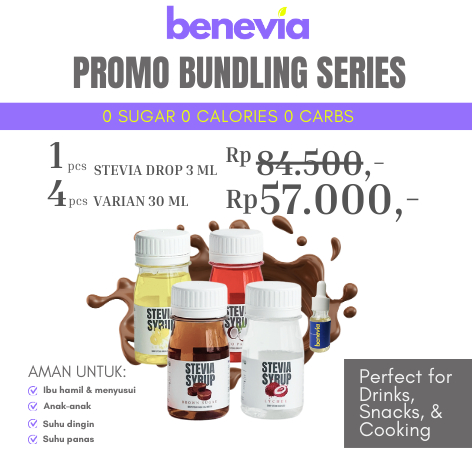 

BUNDLING SERIES - KALORI • BENEVIA I STEVIA SYRUP 30ml - Pemanis alami 0 Sugar & 0 Kalori - Aman untuk diet dan penderita Diabetes