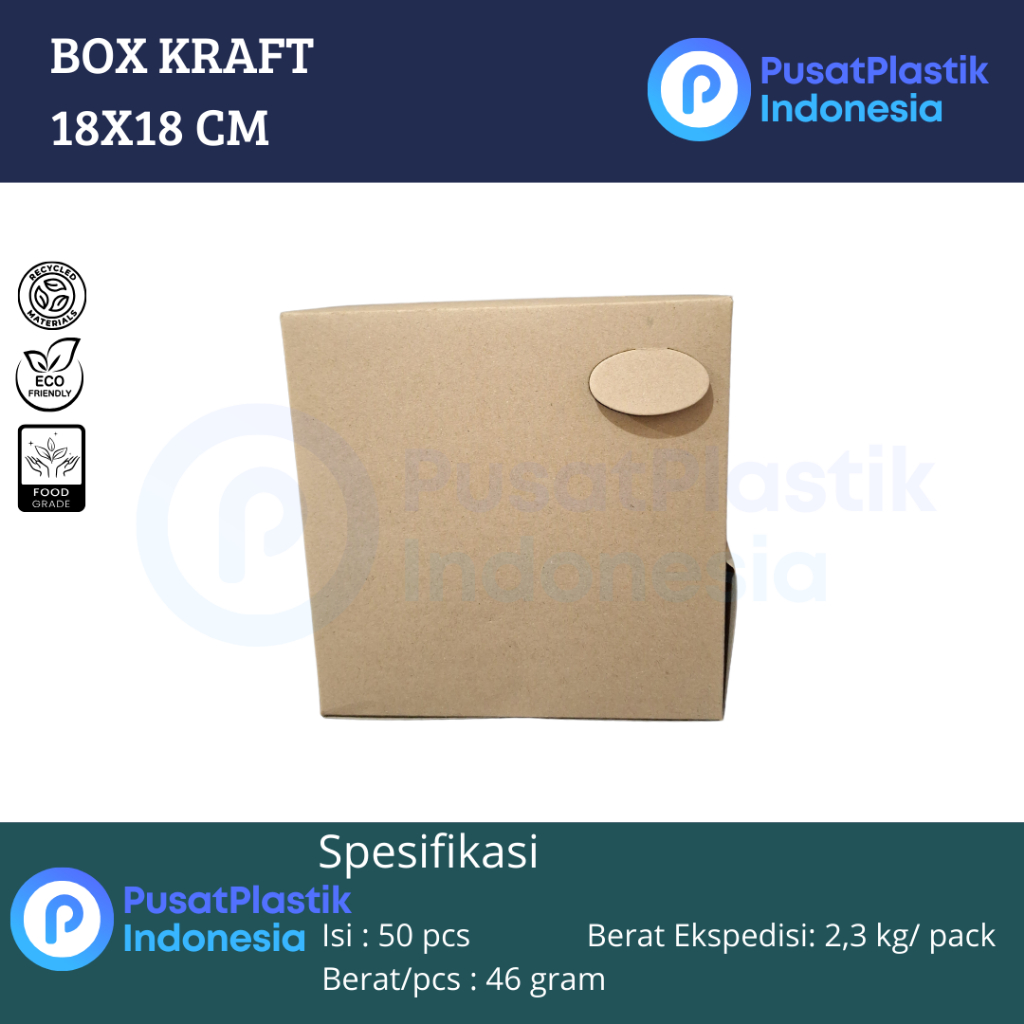 Box Kraft 18x18 | Kotak Nasi | Dus Kemasan Makanan 18 x 18 Coklat