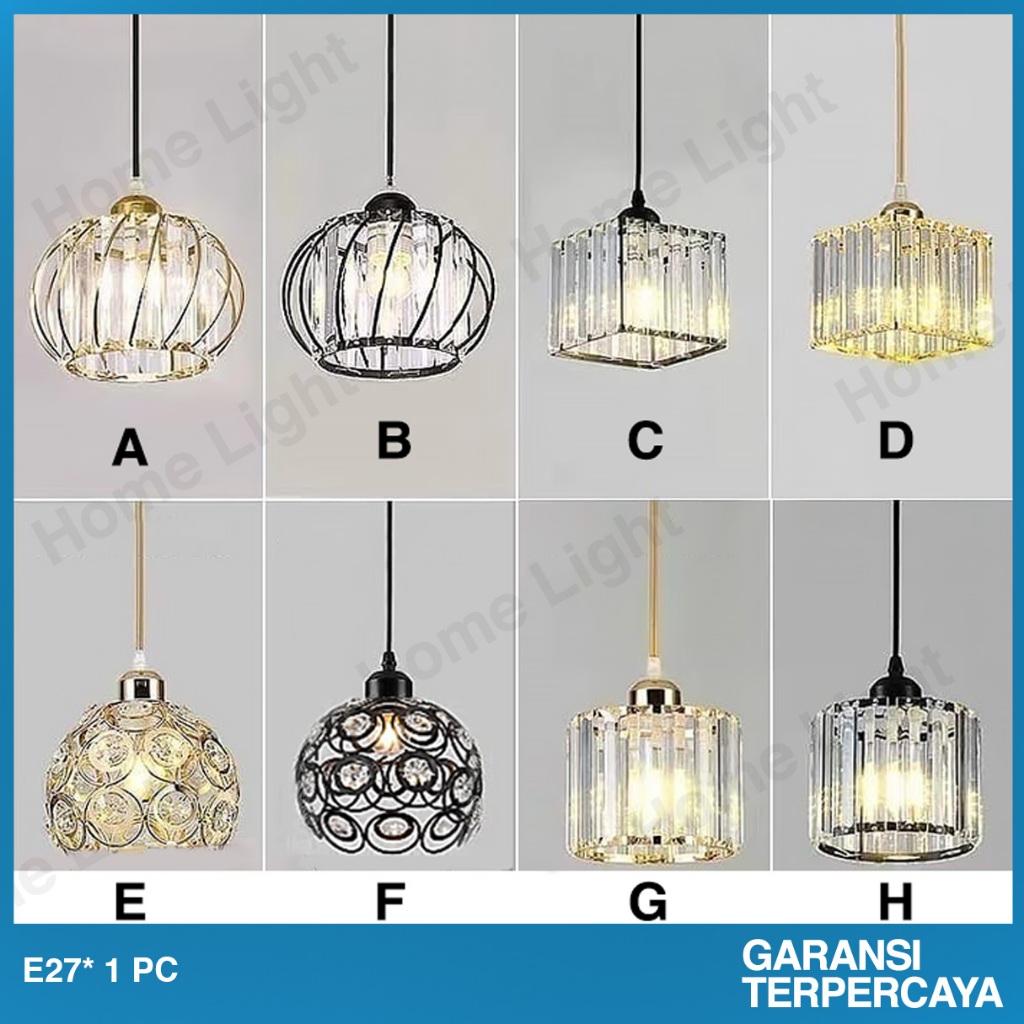 Lampu Gantung Plafon Minimalis Kristal Ruang Tamu Ceiling Teras Hias Hitam Emas 429