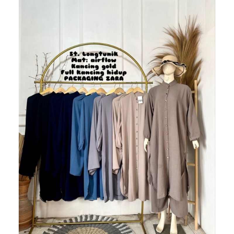 ONESET//SETELAN LONG Tunik bhan crinkle air flow