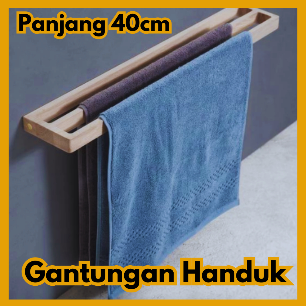 Gantungan Handuk Kayu Minimalis Modern Tempat Cantelan Baju Kamar Mandi Rak Jemuran Tempel Dinding