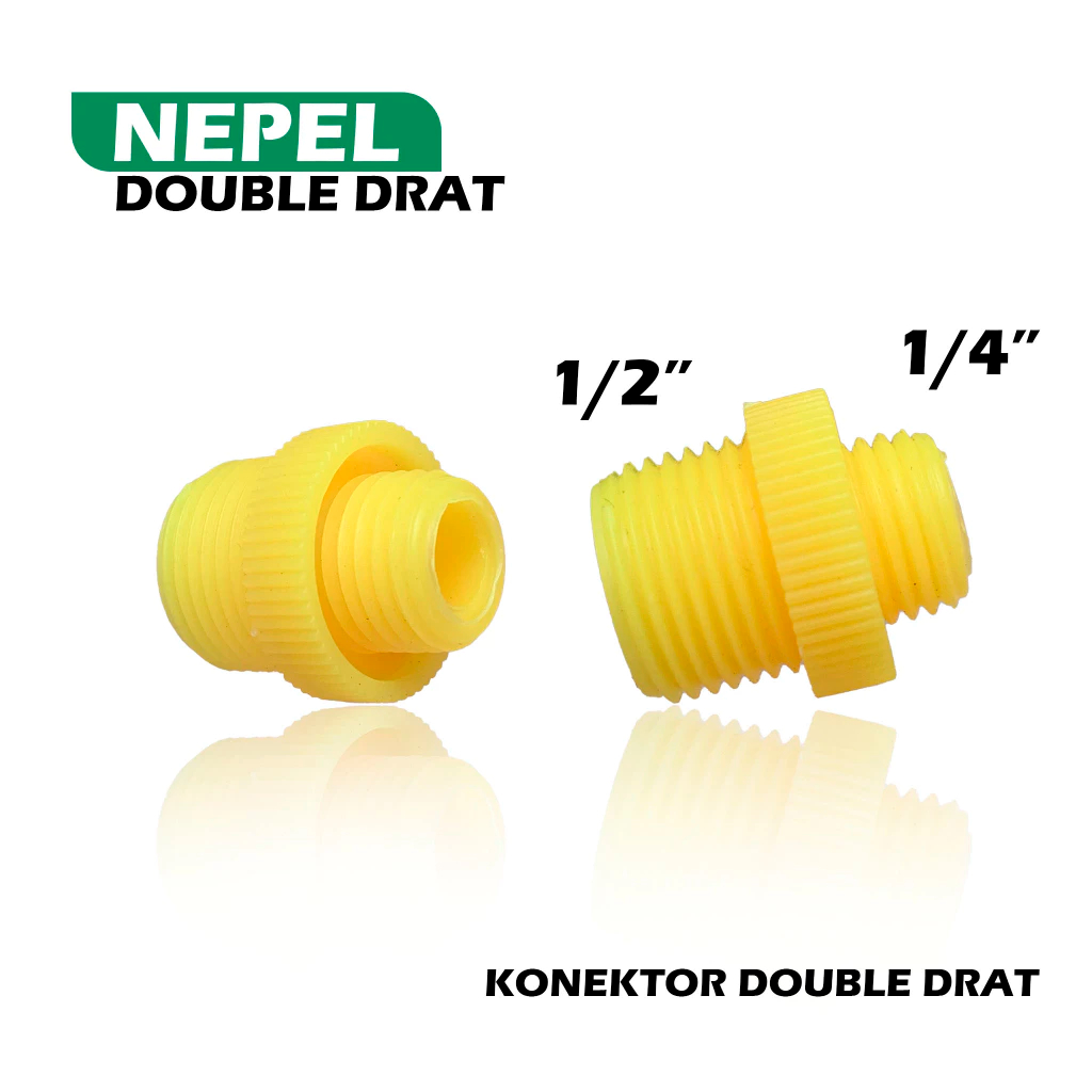 GBS - Nepel Drat Ganda Double 14mm Ke 18 Mm Kuning Untuk Sambungan Selang Elektrik - Hex Nipple Doub
