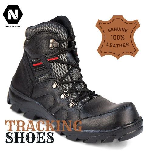 NEFF | Sepatu Tracking Pria | Sepatu Boots Pria | Sepatu Safety Pria Kulit Hitam [NFC 107]