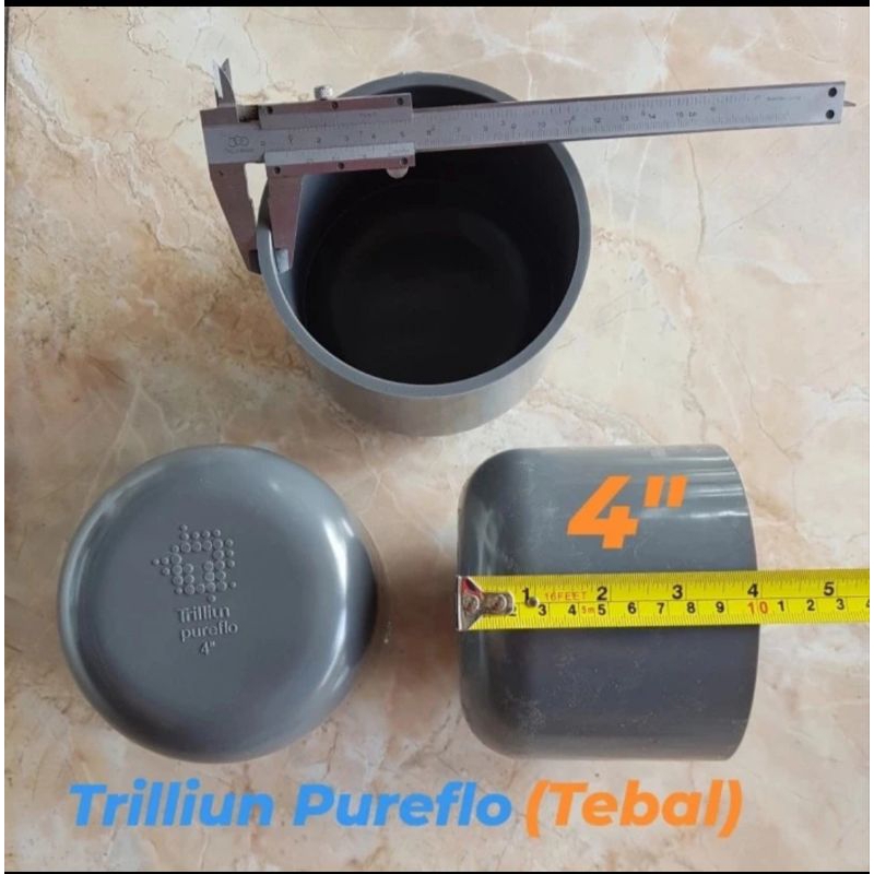 Dop-Cap-Tutup pipa PVC Trilliun Pureflo 4" (tebal)