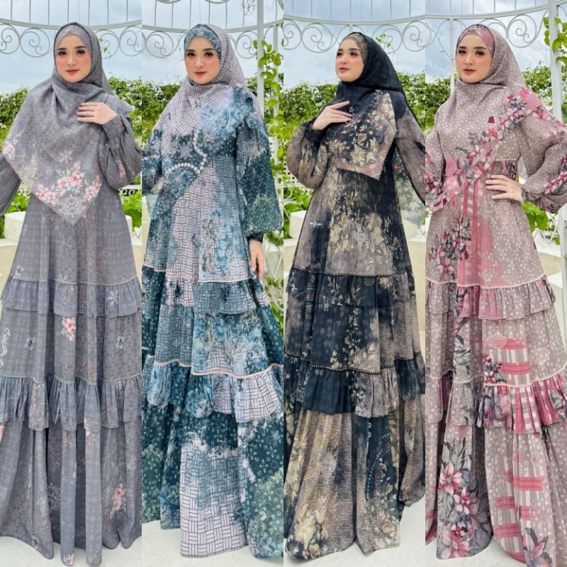 El Deena - Gamis Syar'i El Deena Ori | Gamis Mewah Elegan | Gamis Wanita | Gamis Set Hijab