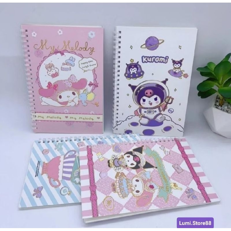 

Notebook Diary Memo Buku spiral A5 kertas berwarna sanrio kuromi