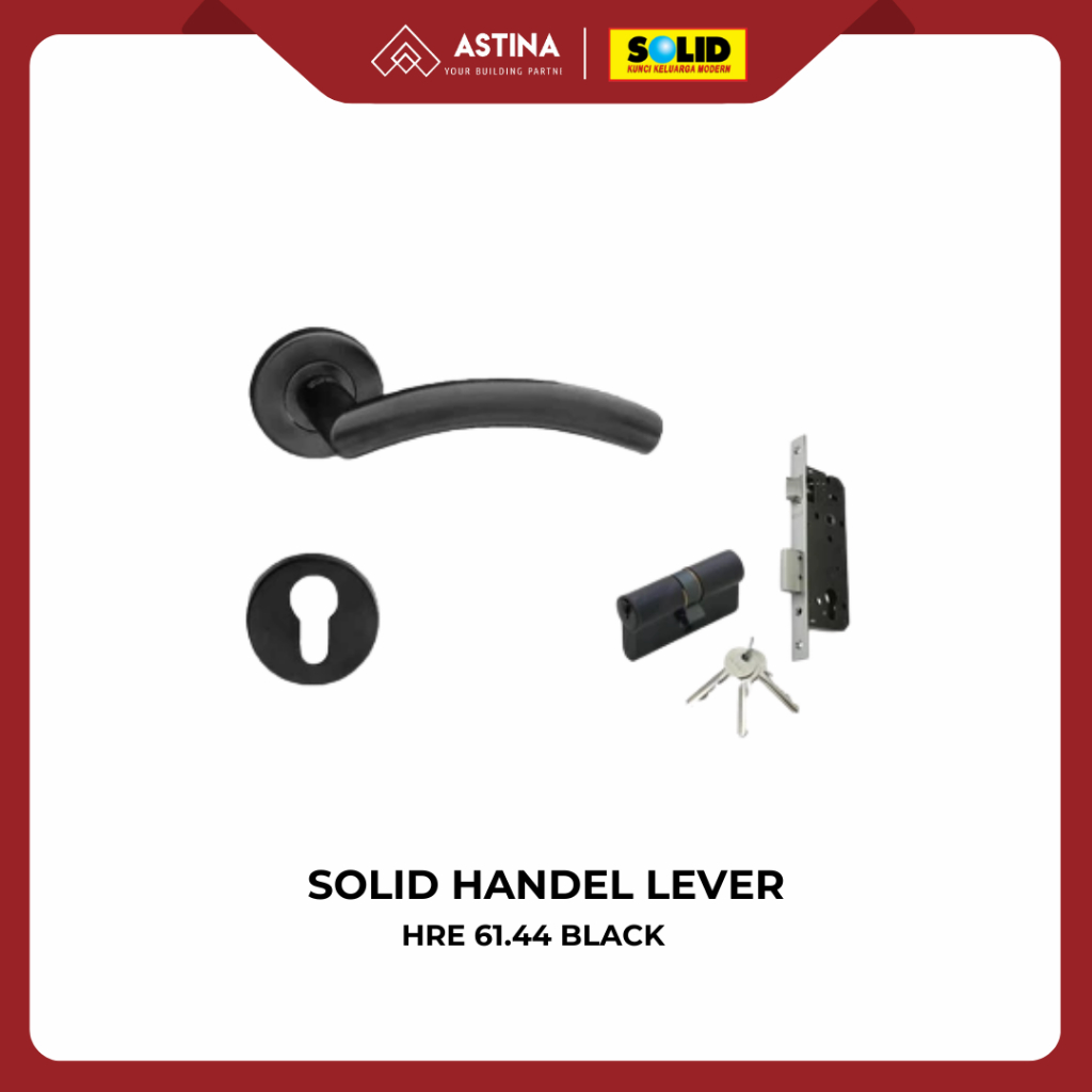 SOLID Handel Lever HRE 61.44 Black / Handel Pintu Solid Hitam