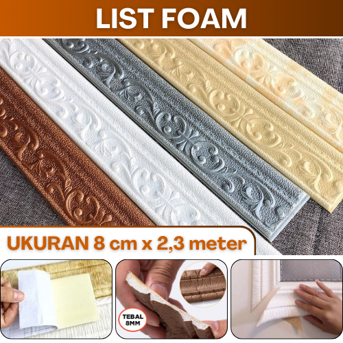 Stiker List Foam Dinding Wall Border Foam Tembok Stiker List Foam List dinding 3D Pembatas Wallfoam
