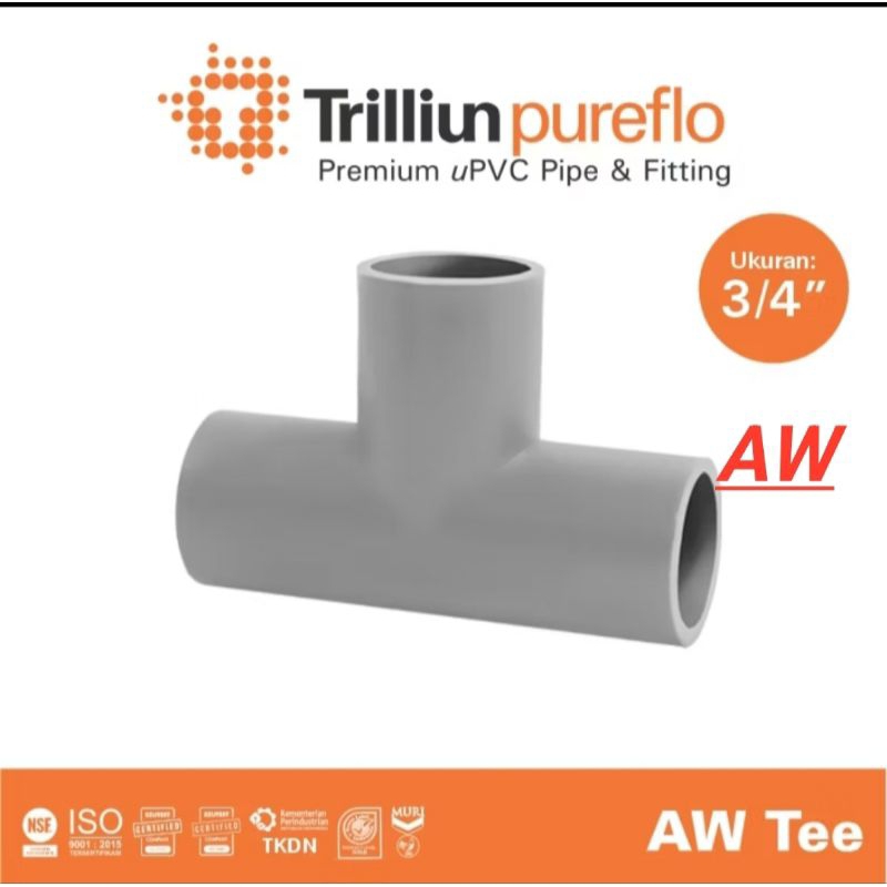 Tee -T pvc 3/4 AW Trilliun Pureflo