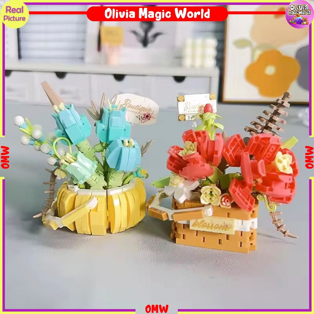 Mainan Balok Susun Nano Block Mainan Anak 3D Puzzle Model Flower Bunga Toy Brick Edukatif