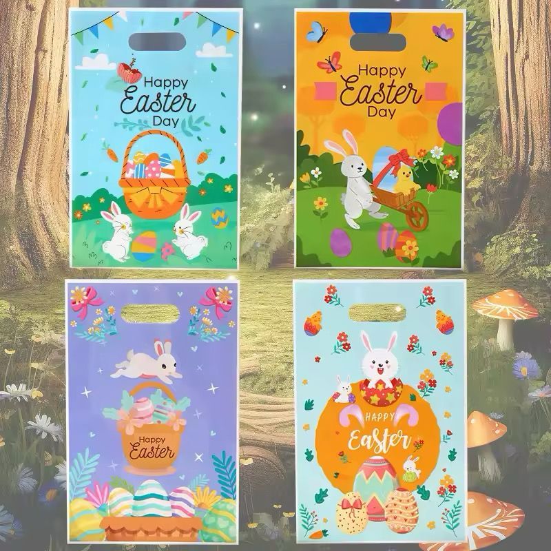 

Plastic bag handle happy easter kantong plastik jinjing paskah goodie bag snack 10pcs