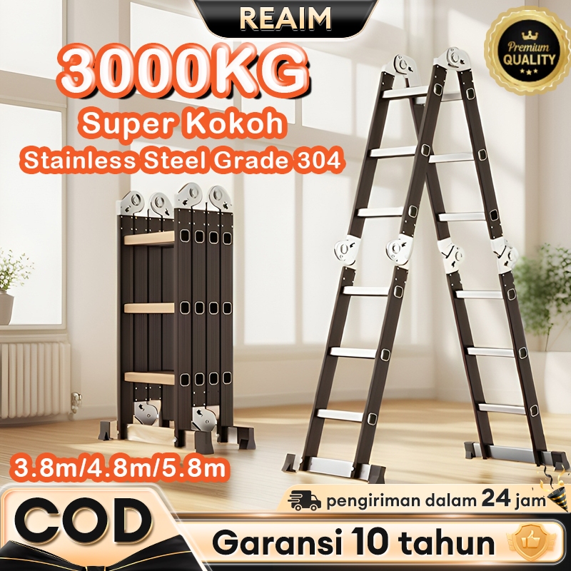 Reaim Tangga Lipat Aluminium 6 meter Multifungsi 4meter to 6meter Paduan Teleskopik Tangga Top Quali