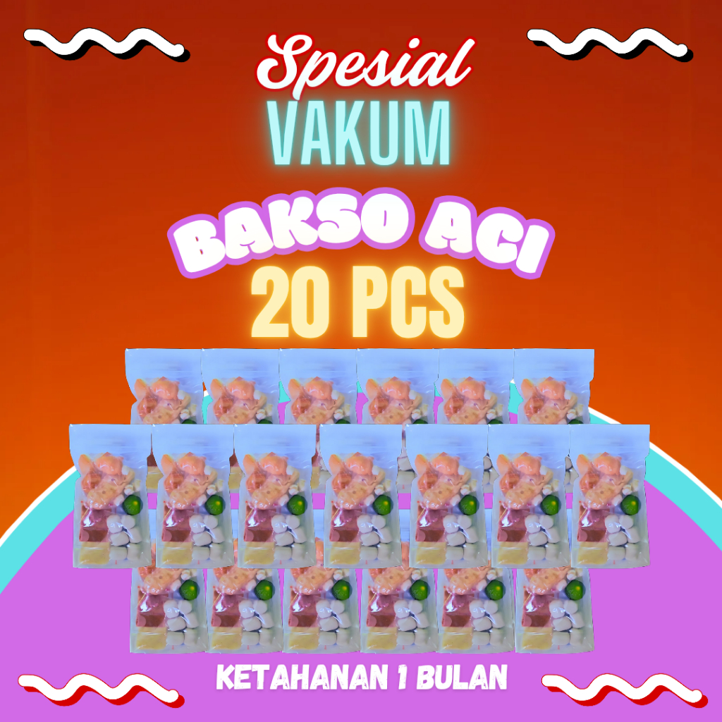 

Baso aci paket 20 pcs / bakso aci instant isi 20 pcs / boci pa haji