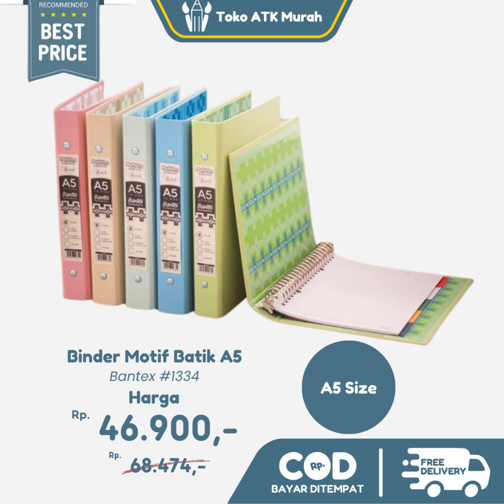 

Bantex A5 Multiring Binder Batik Series Pastel 20 Ring #1334