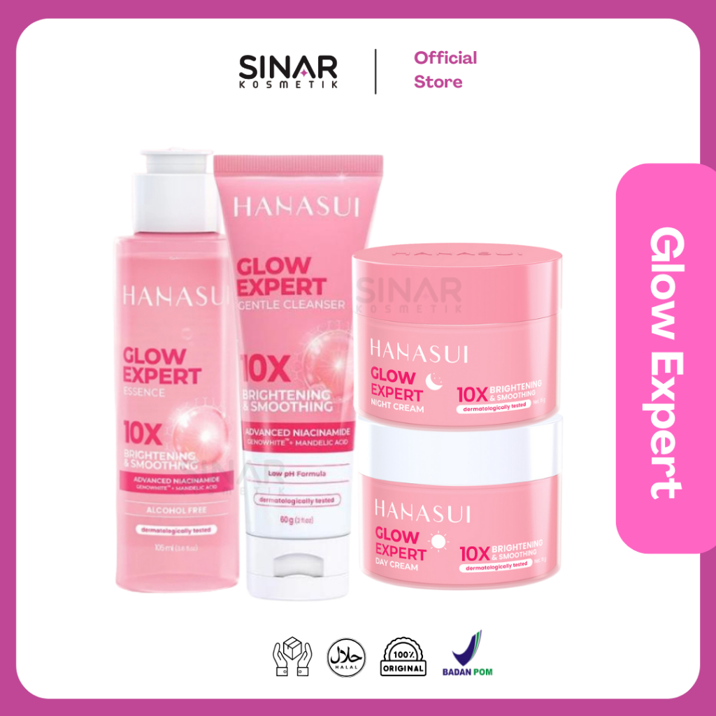 [New] Hanasui Glow Expert New Improved Formula - Day Cream - Night Cream - Gentle Cleanser / 10X Bri