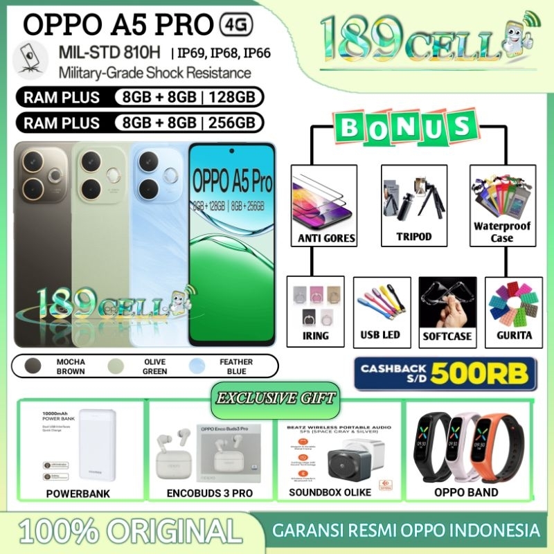 OPPO A5 PRO 4G RAM 8/256 GB | OPPO A 5 PRO 4G RAM 8/128 GB GARANSI RESMI OPPO INDONESIA