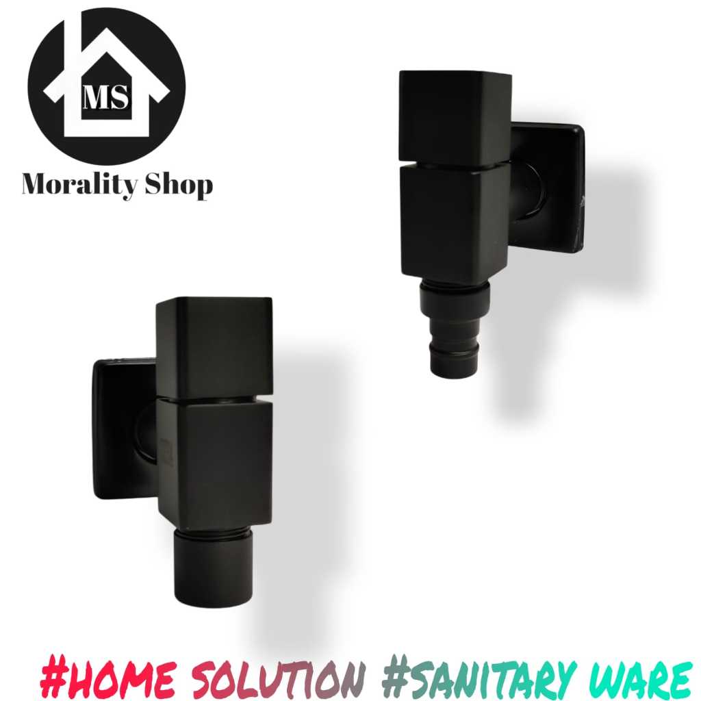 kran tembok kotak hitam stainless minimalis 1/2 inch black 275