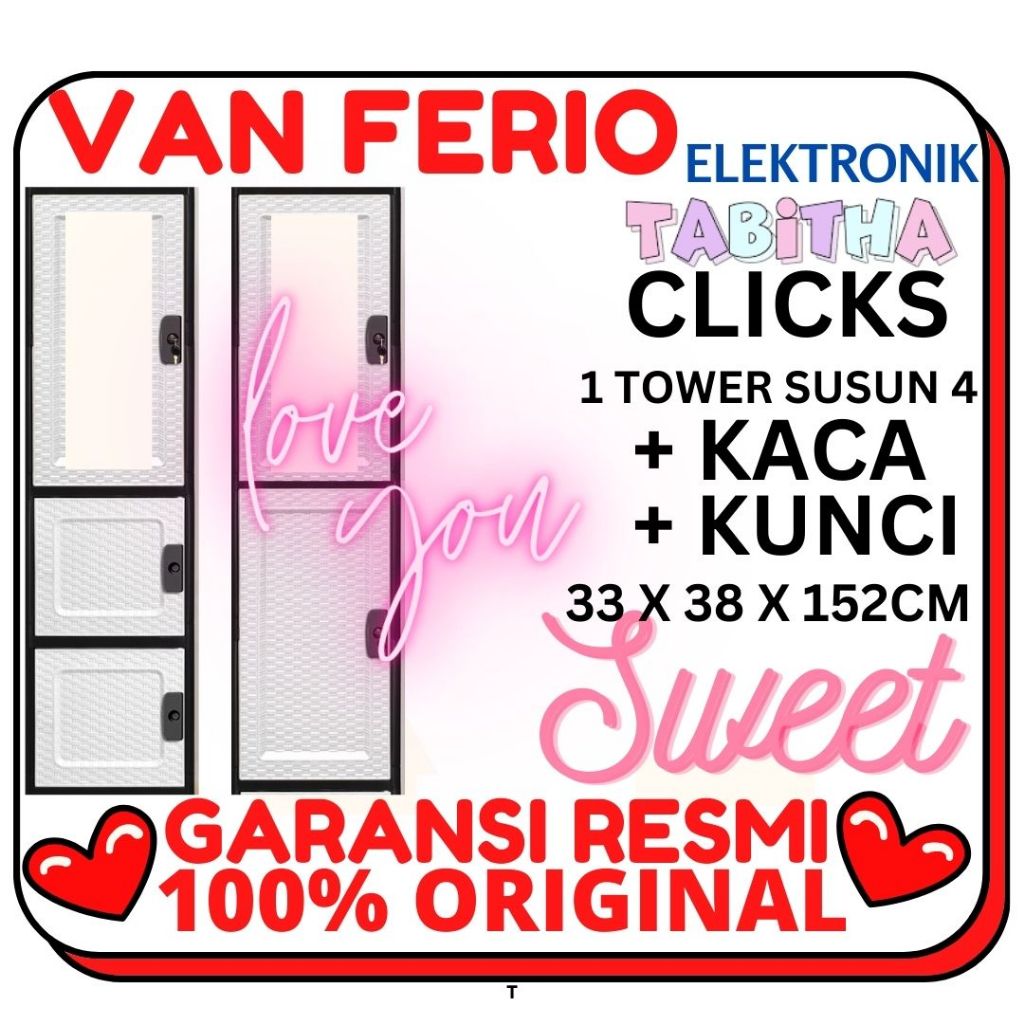 [READYYY] TABITHA LEMARI CLICKS PLASTIK LOKER SERBAGUNA + KACA + KUNCI 1 TOWER SUSUN 4