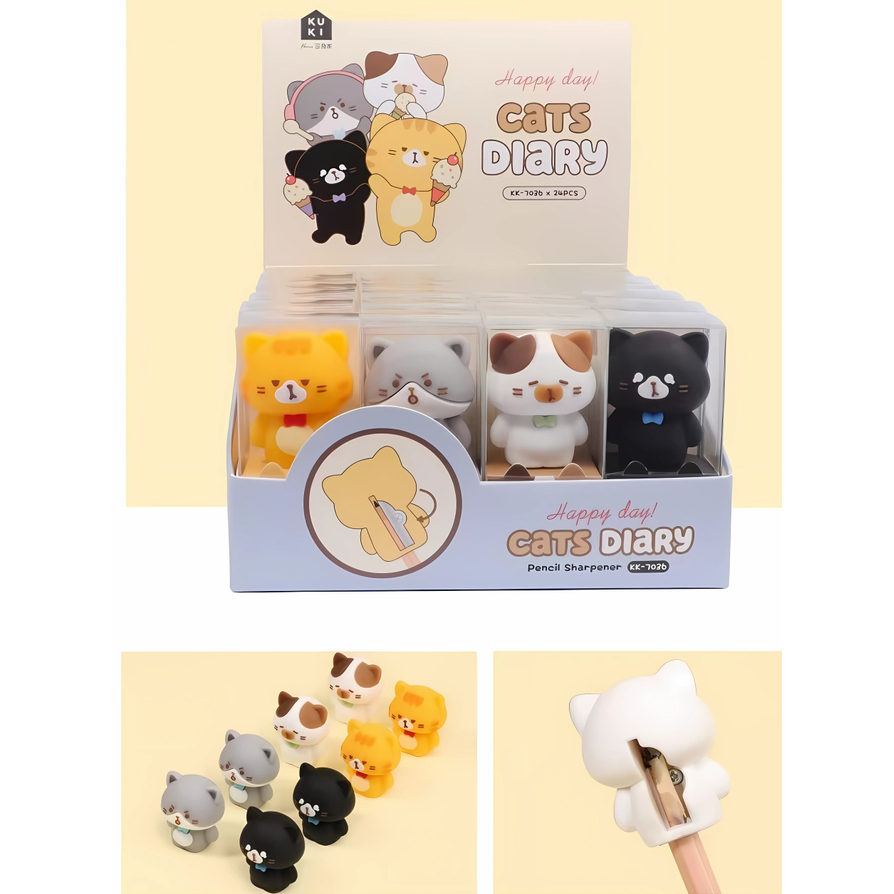 

Rautan Pensil Karakter Kucing Lucu Pencil Sharpener Alat Tulis Sekolah & Kantor Cat Diary