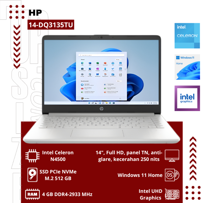 HP 14-DQ3135TU Intel Celeron N4500