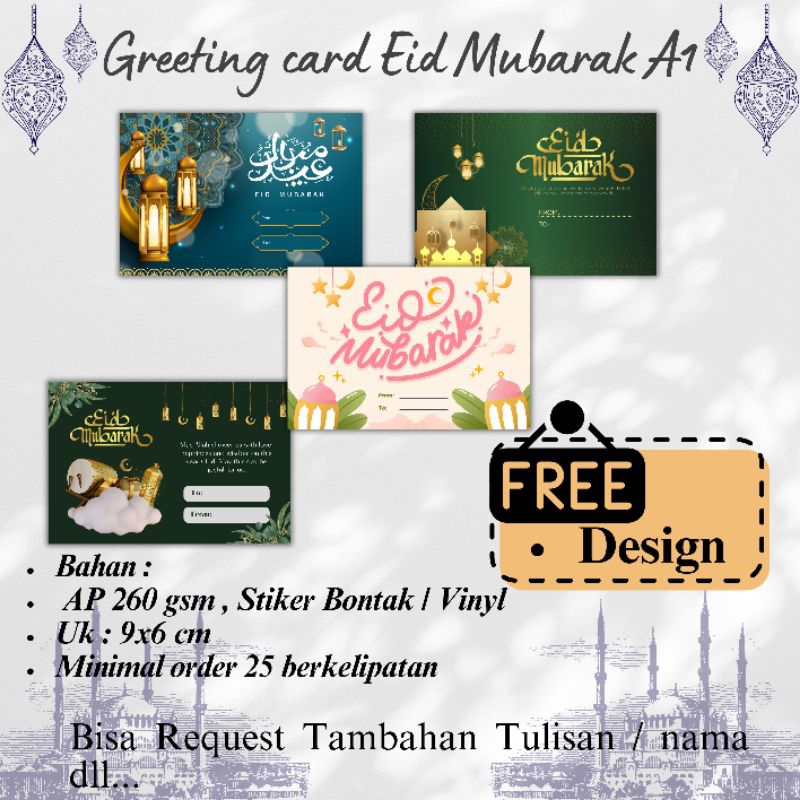 Kartu Ucapan Eid Mubarak / Greeting Card Eid Mubarak / Stiker Eid Mubarak / Hampers / Souvenir