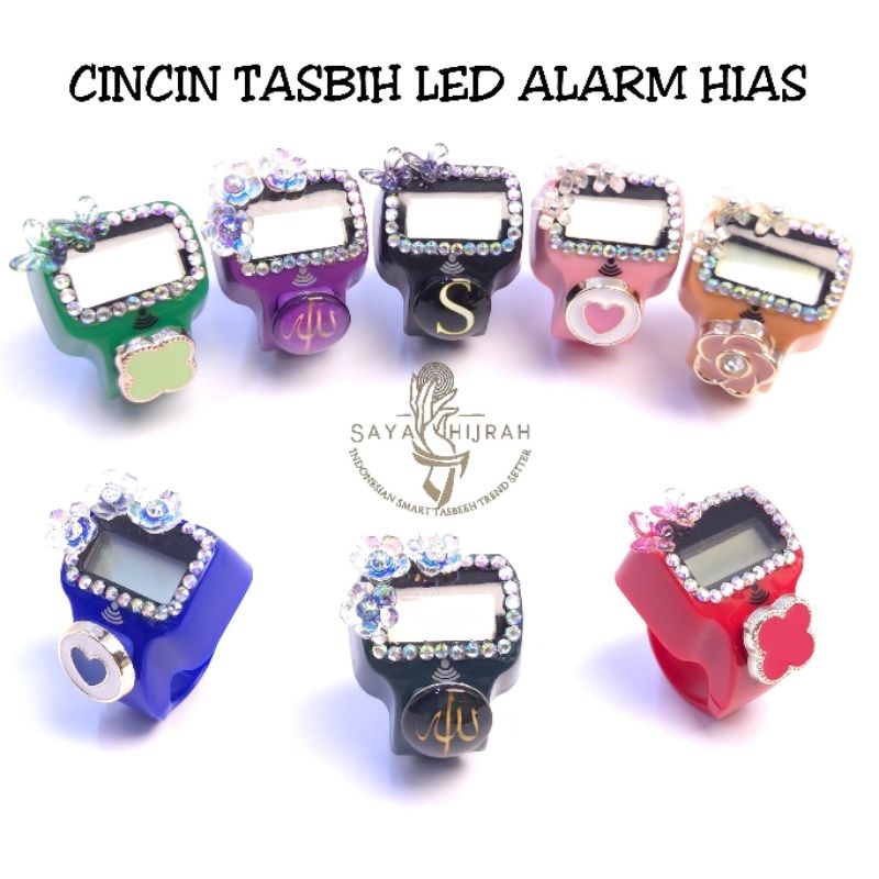 Cincin Tasbih LED Mini ALARM Hias + Box Akrilik