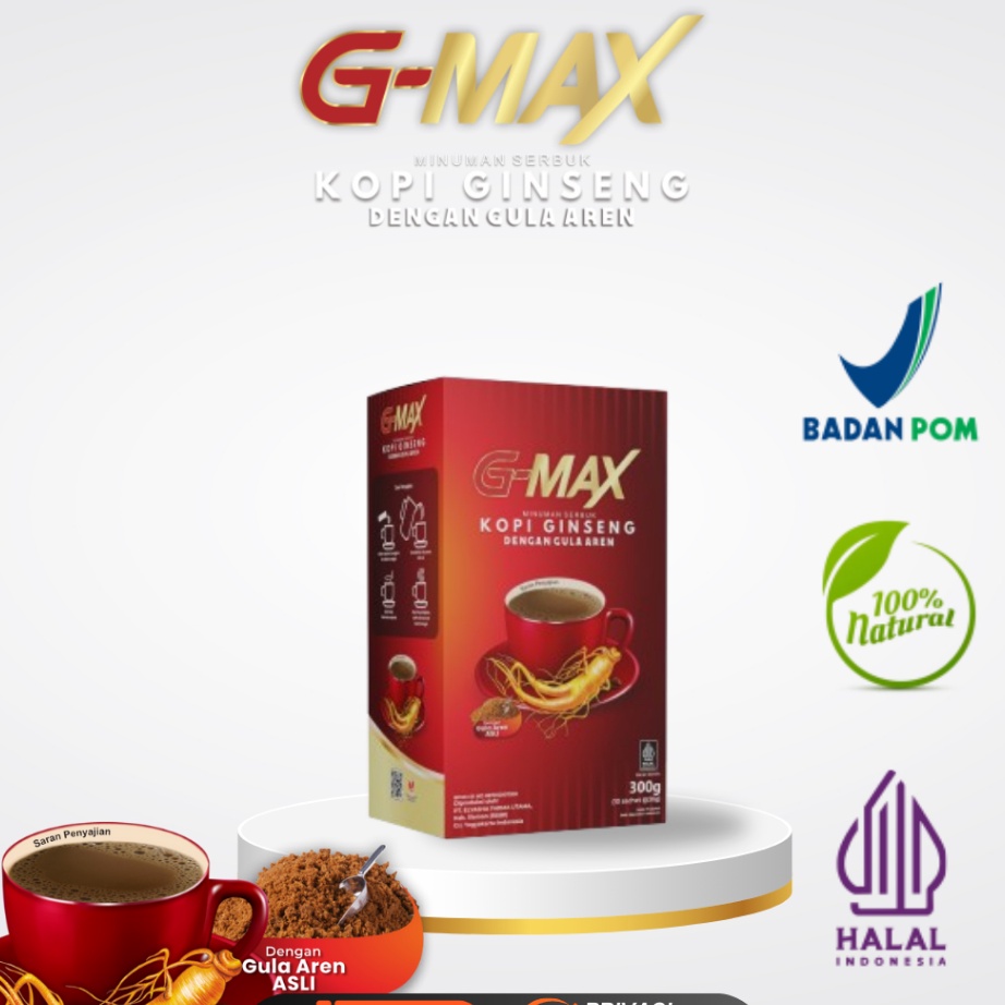 

KOPI GMAX ATASI LEMAH ORIGINAL 1 BOX ISI 1 sachet HALAL BPOM