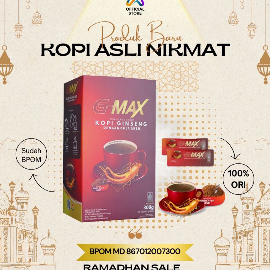 

COD Kopi G Max Original 1 Bpom Halal Kopi Stamina Pria Tahan Lama Aman GMax Kopi Ginseng
