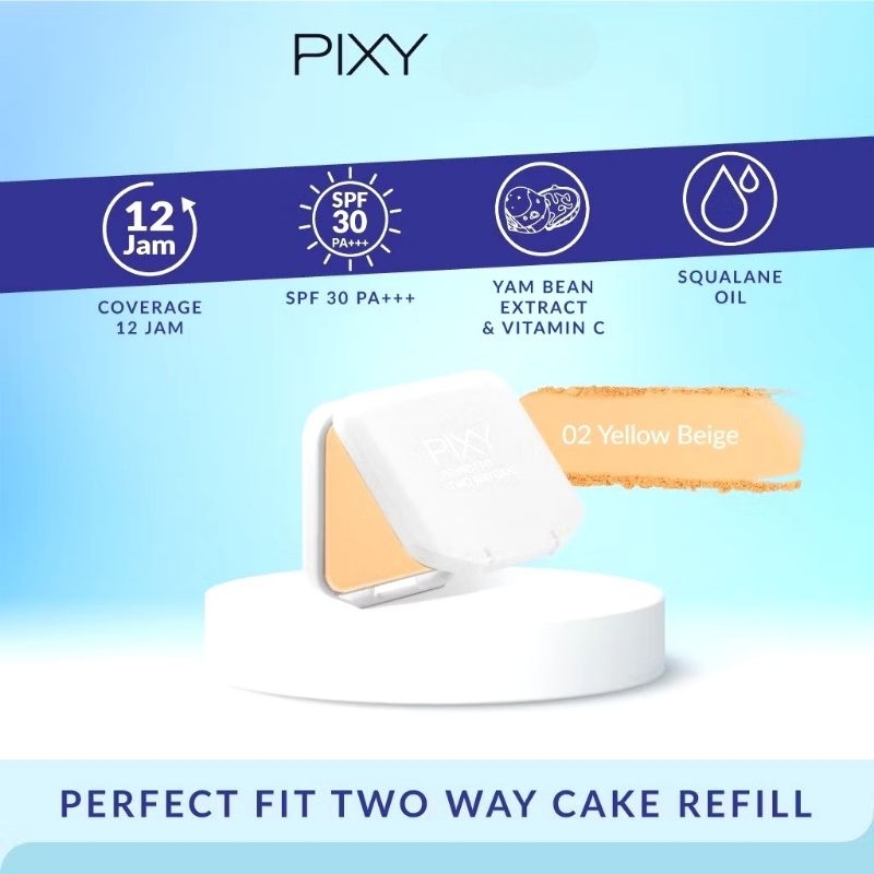 PIXY PERFECT FIT TWO WAY CAKE REFILL 02 YELLOW BEIGE 12.2gr - Bedak Padat - Compact Powder