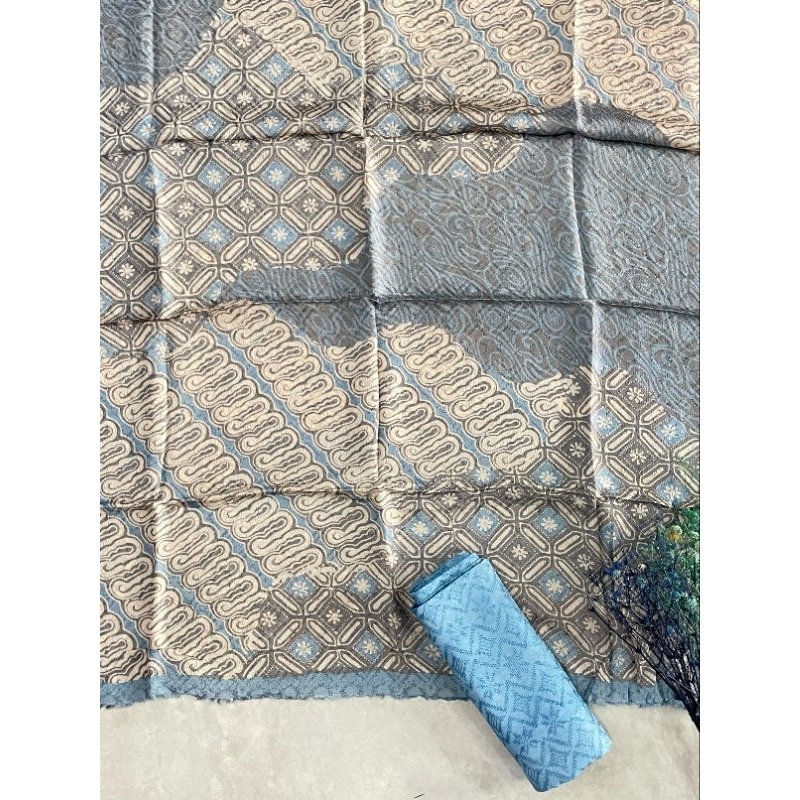 kain batik motif pulauan puloan bahan viscose semi sutra khas trusmi cirebon fiskos warna sogan cokl