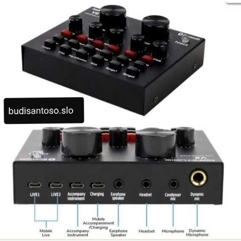 SoundCard V8 Bluetooth Audio USB External Live Mixer Audio