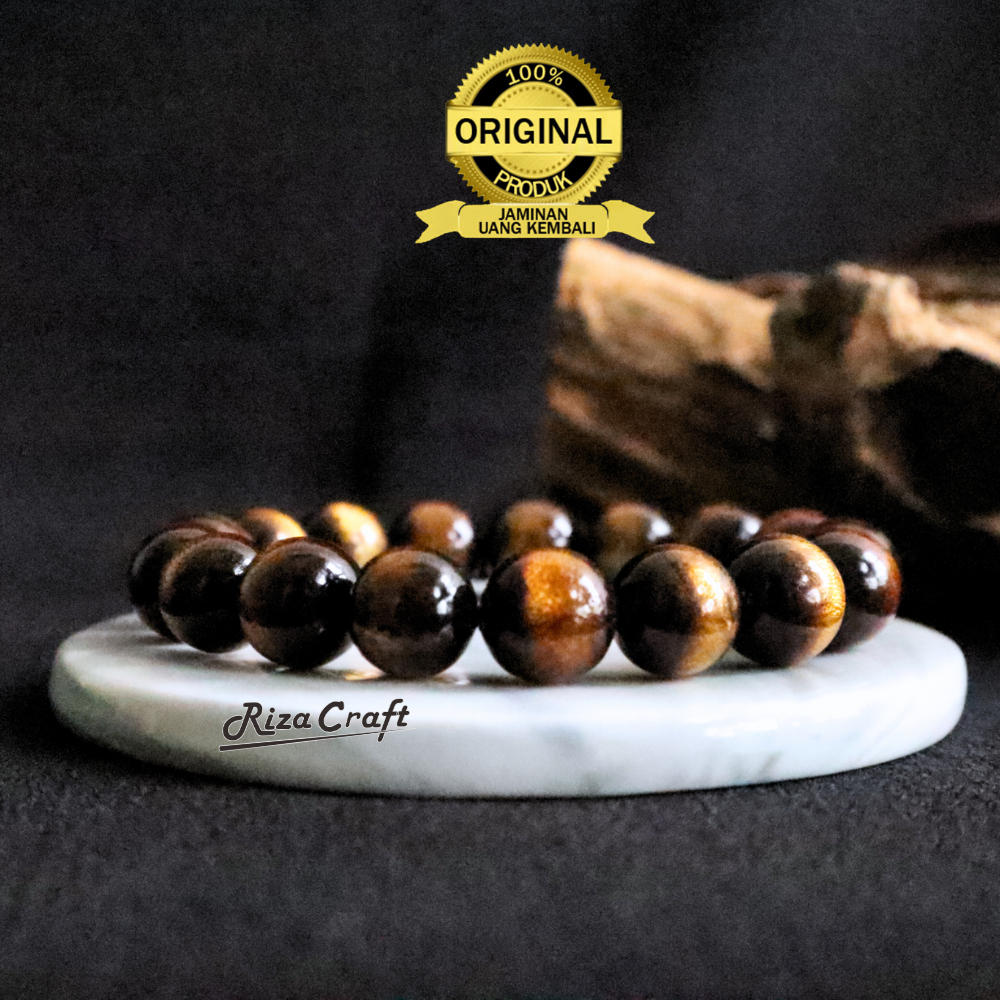Sylviana723 Gelang Natural Kayu Taliarus Tali Arus Akar Bahar Hitam Emas Asli Original 8Mm By