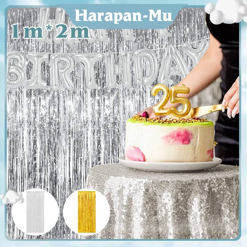 Tirai Pesta Tirai Rumbai Foil Panjang 2m Tirai Foil Backdrop Tirai Foil Dekorasi Pesta Pernikahan