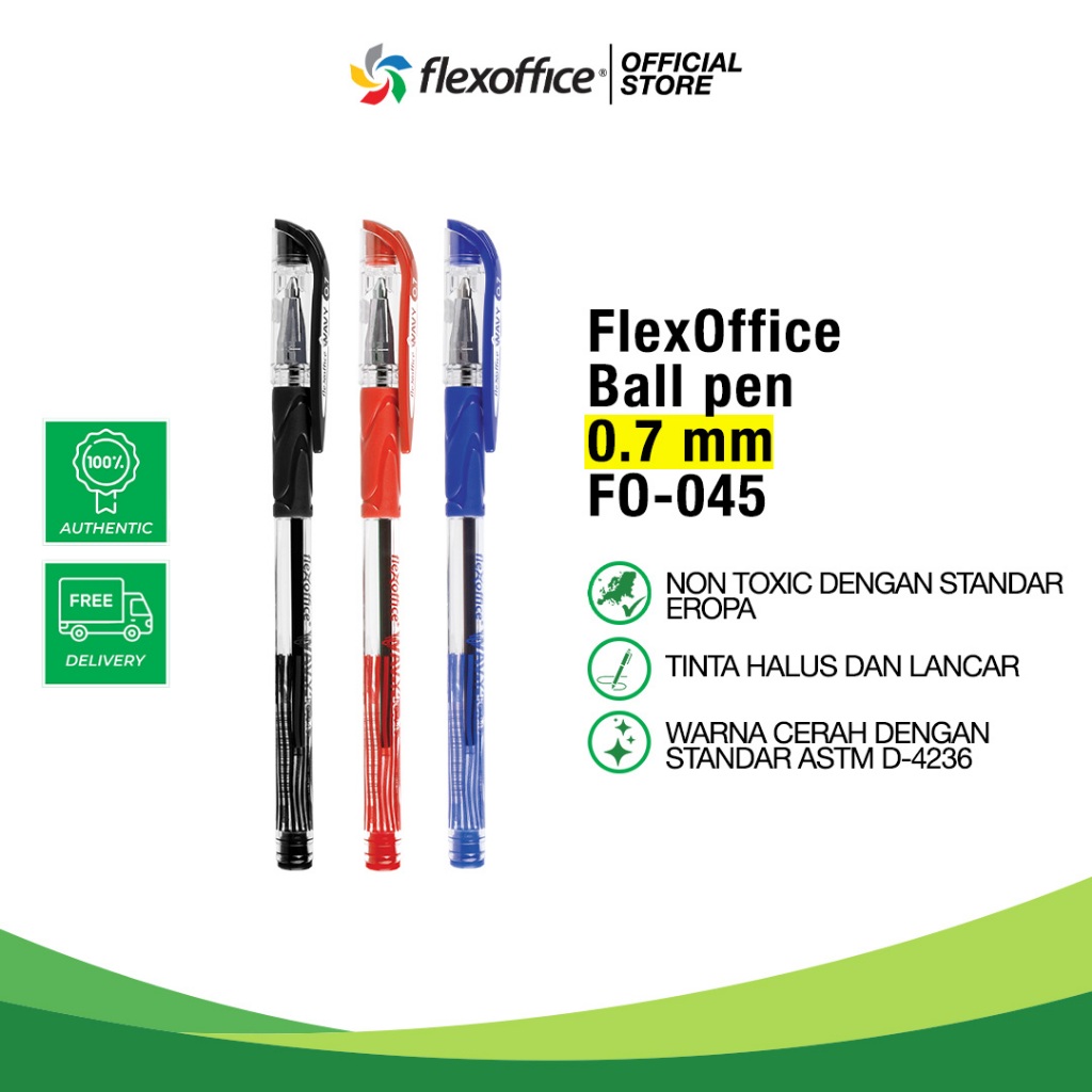

FLEXOFFICE BALL PEN FO-045 0.7mm pen simple tapi lancar jaya sekolah toko kelas kantor