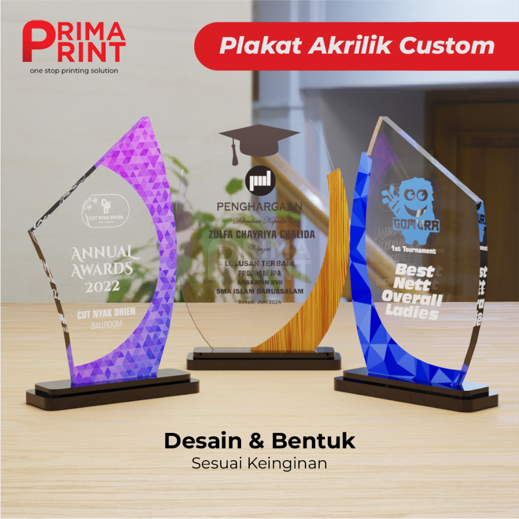 Plakat Akrilik - Piagam Penghargaan Akrilik TROPHY, Plakat Wisuda, Akrilik Tebal 8MM Ukuran 20x10