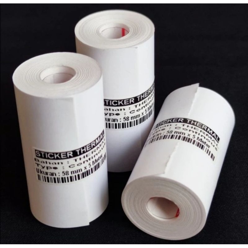 

KERTAS THERMAL STIKER LABEL 58mm TERSEDIA LEM PEREKAT TINGGAL TEMPEL