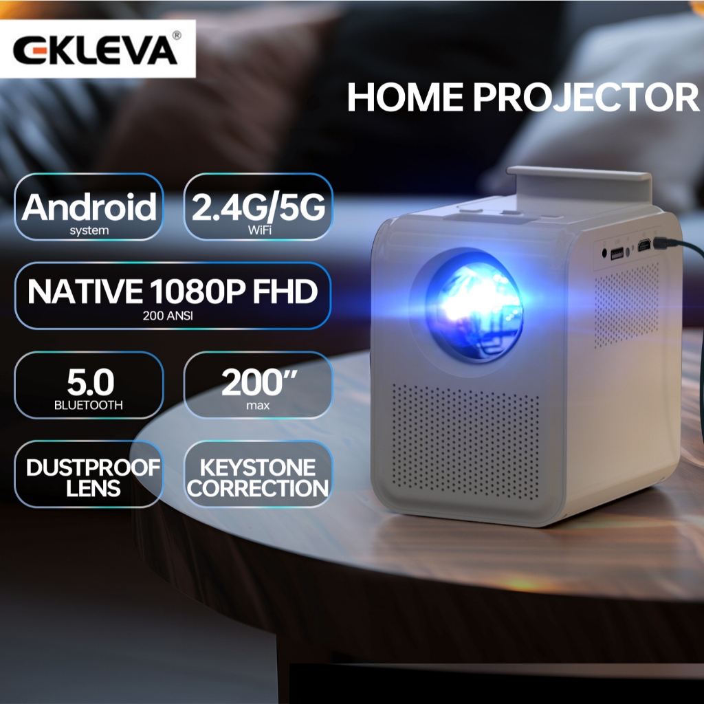 Ekleva Q1Proyektor Android HD 1080P Wifi 4k Suporta Android Sincronizando a Tela do Smartphone Home 