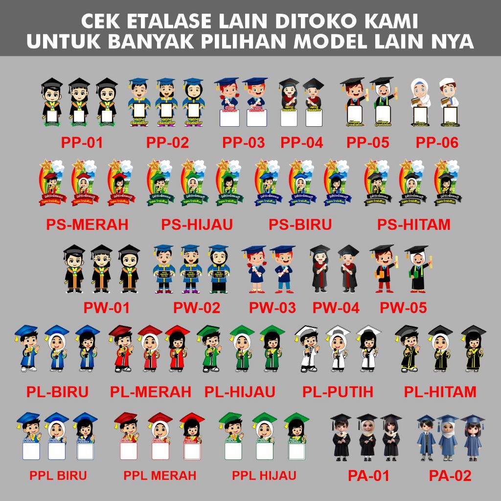 All model plakat wisuda TK lengkap bahan akrilik