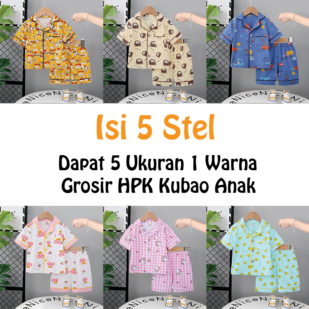 Isi 3 Stel Piyama HP Kemeja Kubao (Kemeja Lengan Pendek Celana Pendek) / Khusus Grosir Baju Tidur An