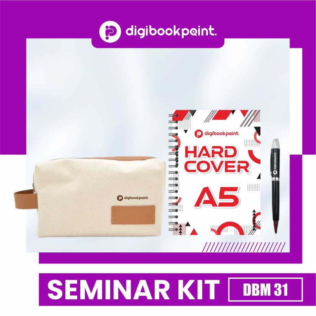 

Paket Seminar Kit Custom isi 3 - Pouch Canvas, Notebook Hardcover A5 , Pulpen Besi Grafir - DBM 31