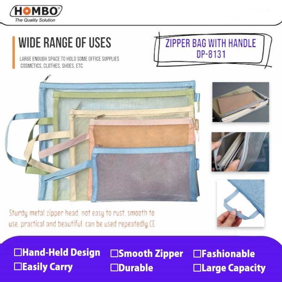 

Zipper Bag Nylon Mesh Transparant DP-8131 / Map Sleting Jaring / Zipper Bag With Hand-Held / Bag File Zipper