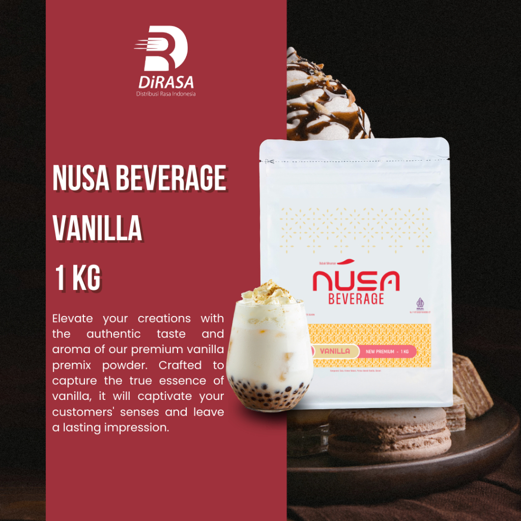 

DiRASA - NUSA BEVERAGE Vanilla Drink Powder 1 KG Untuk Bisnis HORECA/Barista/Bartender/Mixologist