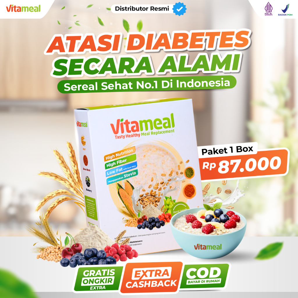 

VITAMEAL 1 Box - Sereal Sehat Diabetes Multigrain Ampuh Turunkan Gula Darah Tinggi Mencegah Diabetes Kolesterol Herbal Alami Tanpa Efek Samping