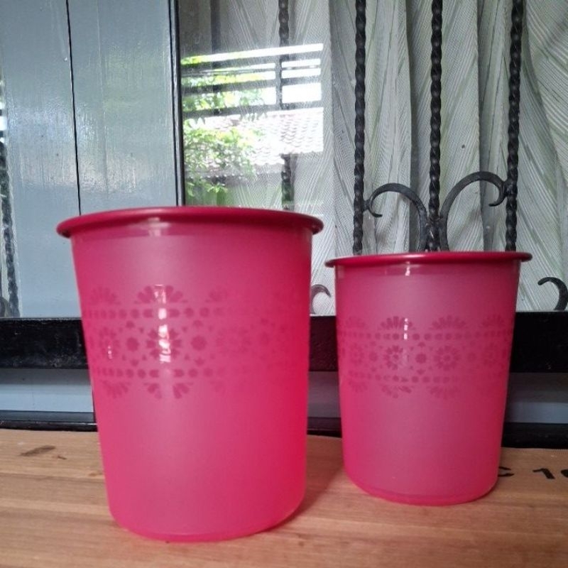 TUPPERWARE RAMADHAN SALE - SMALL MOSAIC CANISTER SMALL A dan SMALL B, Toples Cherry Red _ Small Mosa