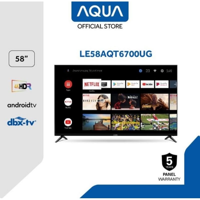 TV LED AQUA 58 INCH ANDROID SMART TV AQUA 58INCH ANDROID LE58AQT6700UG